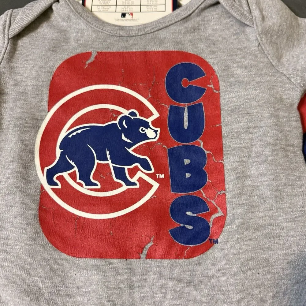 Chicago Cubs 3 Pack Bodysuit Creeper Set 24 Months Boy Short Sleeve Crawl Bear
